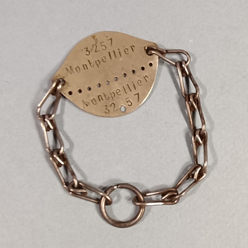 PLAQUE D'IDENTITE MILITAIRE TROUPE MODELE 1918 LAPORTE PAUL CLASSE 1931 MATRICULE 3257 A MONTPELLIER